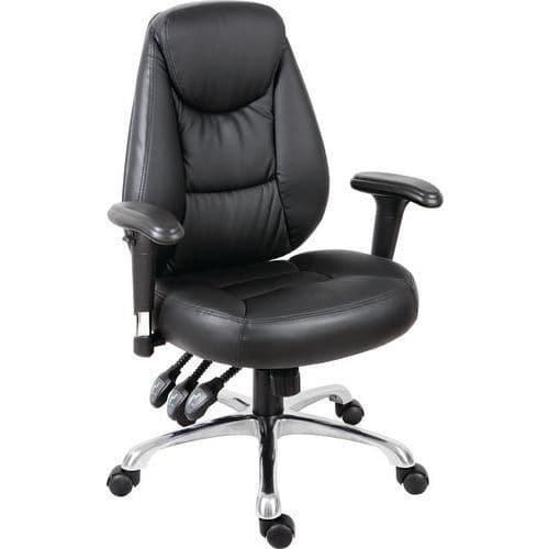 Black Leather Executive Home/Office Chair - Swivelling Wheel -Portland