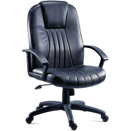 Black Leather 5-Wheel Ergonomic Executive Chair - Home/Office -City UK