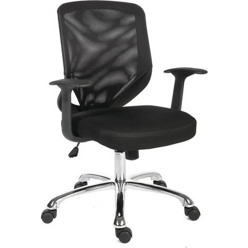 Black 5 Wheel Ergonomic Mesh Home/Office Chair - Fabric Seat - Nova UK