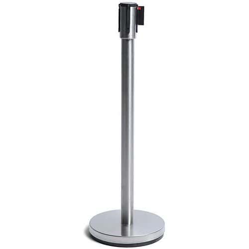 Chrome-plated steel post with 2.5-m black strap - Set of 2 - Jansen Display