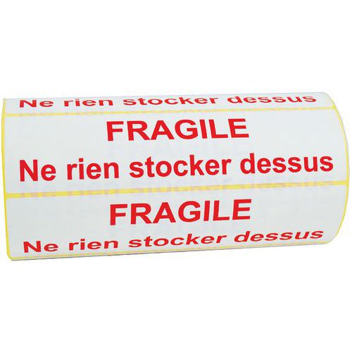 Printed shipping label - Fragile: Do not stack on top