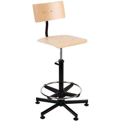 Wooden workshop chair - High backrest