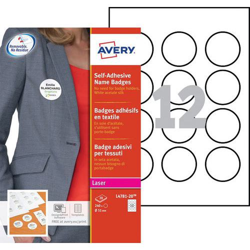 Self-adhesive badge for textiles Ø 51 mm - Avery