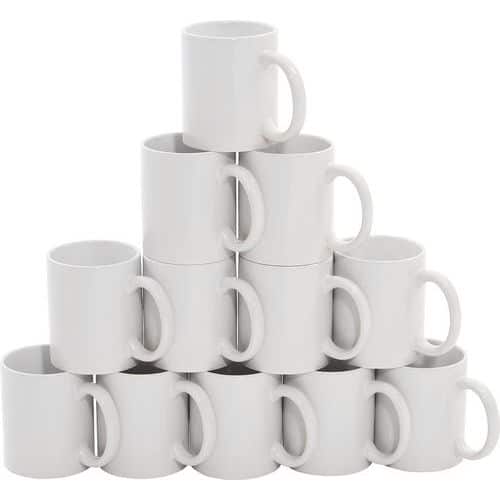 White 11oz Coffee/Tea Mugs - Microwave/Dishwasher Safe - Set Of 12