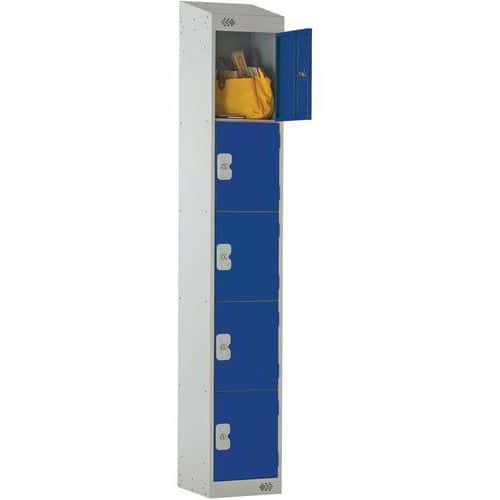 5 Door Metal Storage Locker - Hasp/Cam Locks - Sloped Top - Nestable
