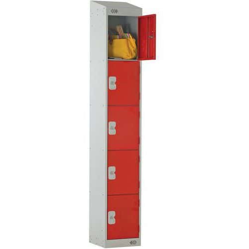 5 Door Metal Storage Locker - Hasp/Cam Locks - Sloped Top - Nestable