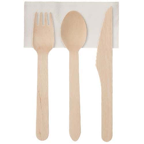 Pack of 250 sachets of wooden cutlery - 4/1 - Matfer