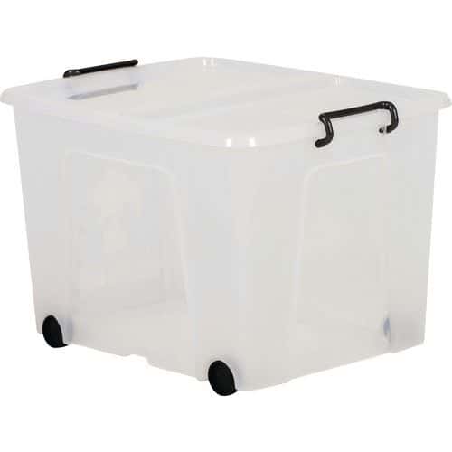 Strata Storemaster Box With Wheels 75L - Clear - Pack of 2