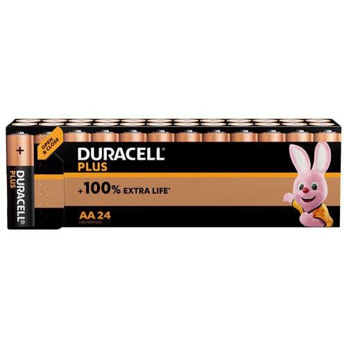 Plus 100% AA alkaline battery - 24 units - Duracell