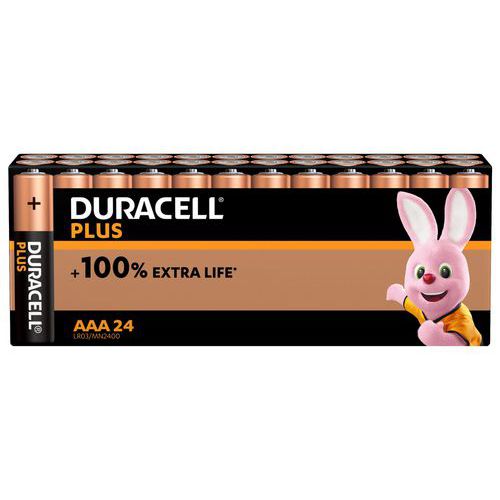 Plus 100% AAA alkaline battery - 24 units - Duracell