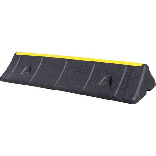 Black/Yellow Truck Wheel Stop - Heavy Duty - Recycled Rubber or PVC