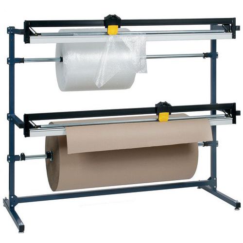 Dual Paper Roll Dispenser & Cutter Stand - 161cm Packaging Station