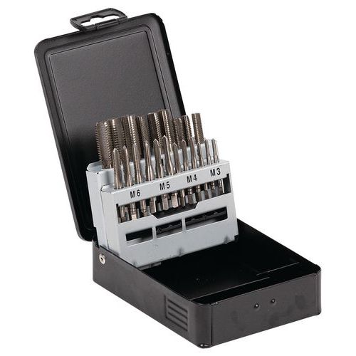 Set of HSS hand taps, 21 pieces M3–M12 - Manutan Expert