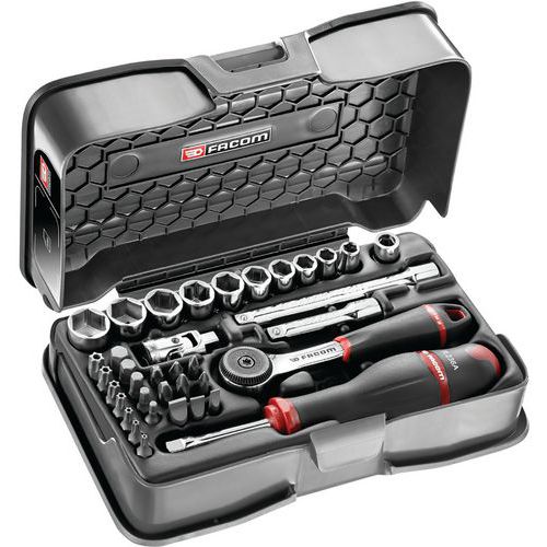 Ratchet set + 1/2 sockets, 37 pieces - Facom