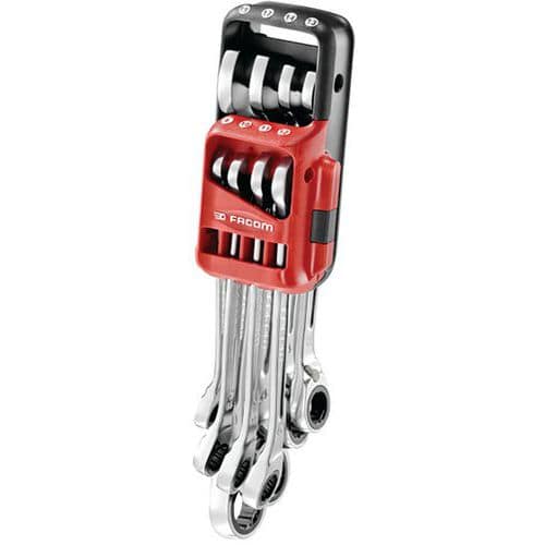 Set of 12 ratchet combination spanners in a case - Facom
