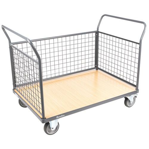 Platform Truck/Trolley - 3 Mesh Sides - Heavy Duty 400/500kg - Manutan Expert