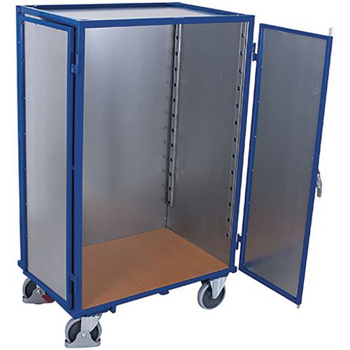 Trolley with sheet-metal walls and hinged doors - 500 kg
