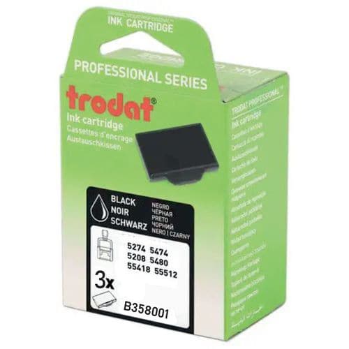 Box of 3 replacement ink pads 6/58 - Black ink - Trodat