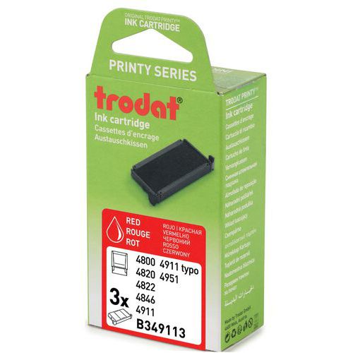 Box of 3 replacement ink pads 4911 - Red ink - Trodat