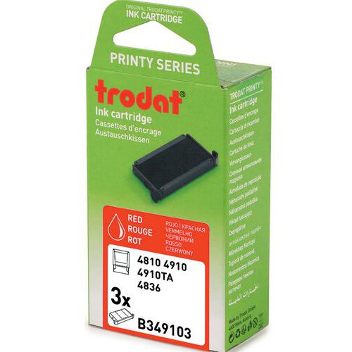 Box of 3 replacement ink pads 6/4910 - Red ink - Trodat