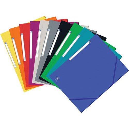 Eurofolio A4 elasticated folder with three flaps - Grained card - Assorted colours