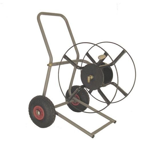 Bare metal reel on wheels for 120-m garden hose