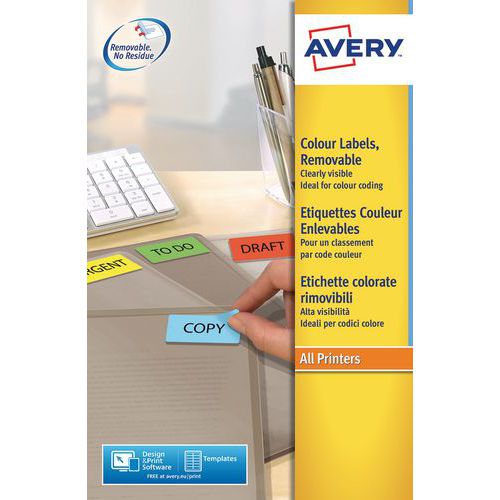 Avery repositionable colour label - Laser / inkjet, copier