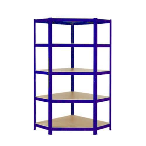 Budget Corner Shelving Blue -1720mm High with 5 Shelves