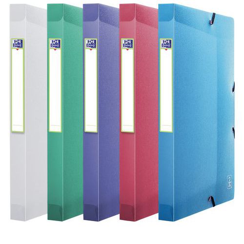 Oxford box file 2nd life spine 40 PP clear assort set of 12