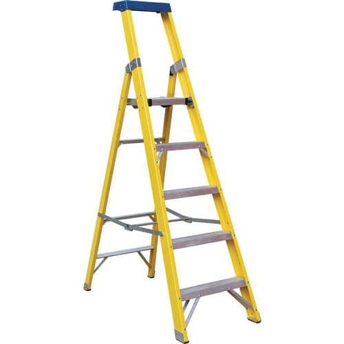 Fibreglass GRP Platform Step Ladder - 3 To 10 Steps