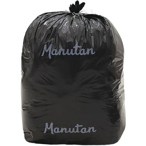 Light Duty Bin Bags - 60/160 Litre - Black Plastic - Manutan Expert