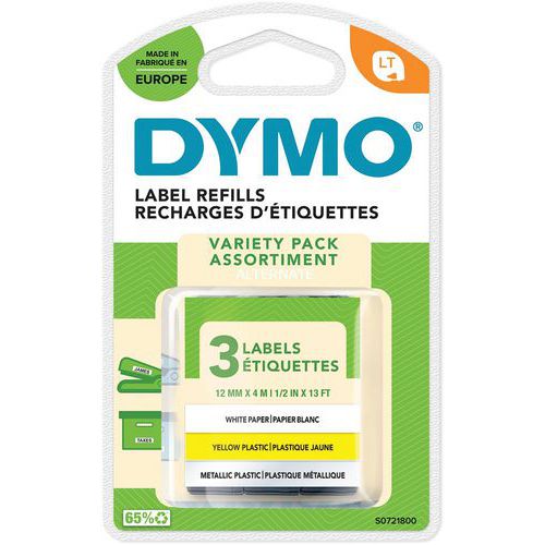LetraTag adhesive label tape - 3 assorted tapes - DYMO