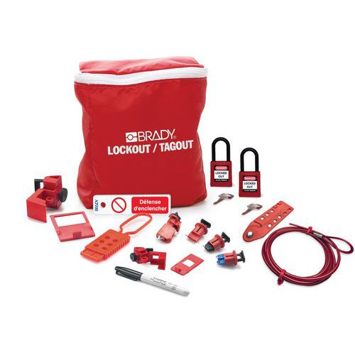 Circuit breaker lockout kit with padlock and tag - Brady