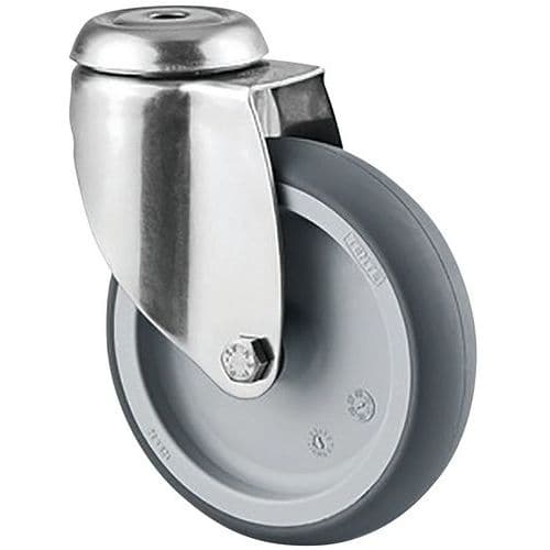 Stainless steel swivel bolt hole castor - Capacity 100 kg