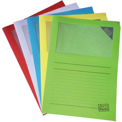 Zero Plastic document sleeve with window - Box of 50 - Assorted - Elco