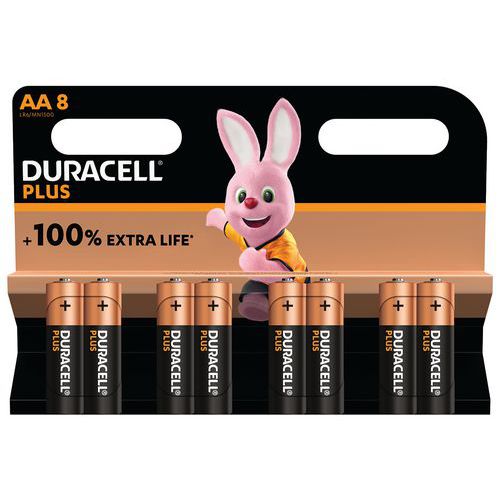 Plus 100% AA alkaline battery - 4 - 8 or 12 units - Duracell