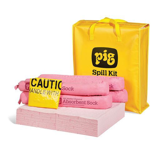 Portable spill kit for aggressive liquids - PIG