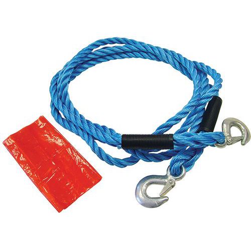 4m 2-Tonne Car Tow Rope with Metal Hooks - Polypropylene - Faithfull