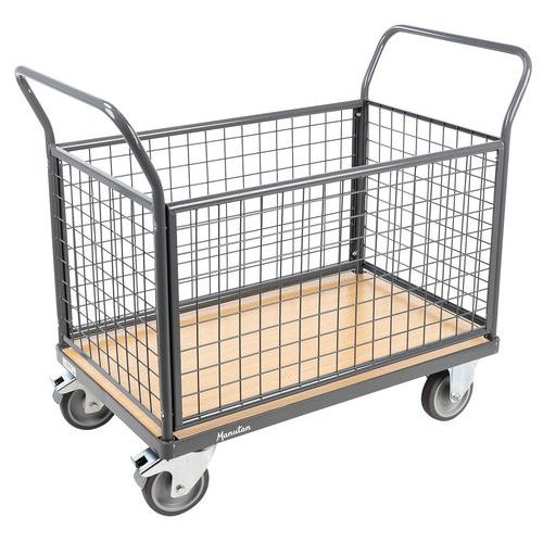 Platform Truck/Trolley - 4 Mesh Sides - Heavy Duty 400/500kg - Manutan Expert