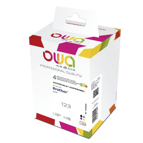 Ink cartridge compatible with Brother LC123 BCMY - Pack of 4 - OWA