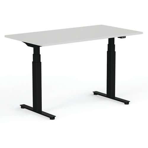 140cm Wide White Electric Sit Stand Desk - Black Frame -Yo-Yo Wellness