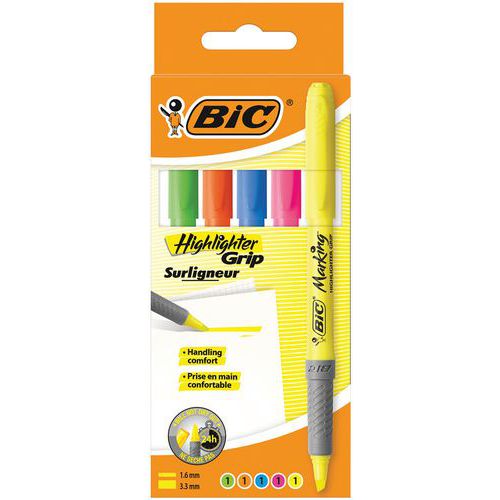 BIC Highlighter Grip - Assorted colours - Pack of 5