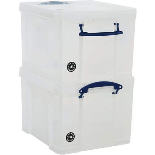 35 L Extra Strong Clear Really Useful Storage Box - Pack of 2