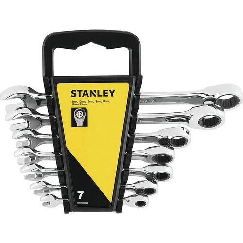 Set of 7 combination ratchet spanners - STANLEY