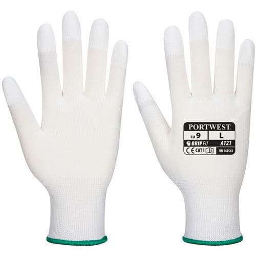 White PU Tip Precision Safety Gloves - Size 5-10 - Portwest UK