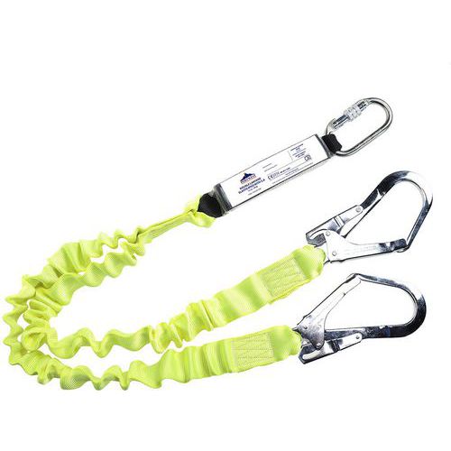 Double Elastic 1.8m Lanyard With Shock Absorber - 2 Hooks - Portwest