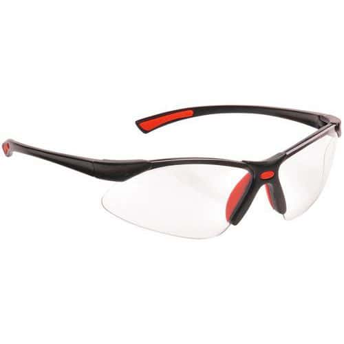 Black/Red Eye Glasses - Polycarbonate Safety Spectacles - Portwest