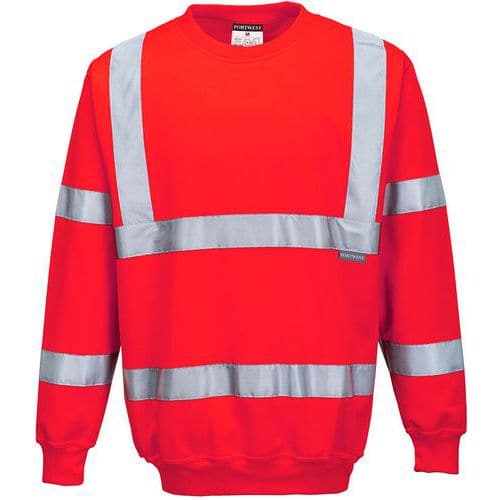 Three Red Hi-Vis Work Sweatshirts - Small-XXXL - Class 3 - Portwest UK