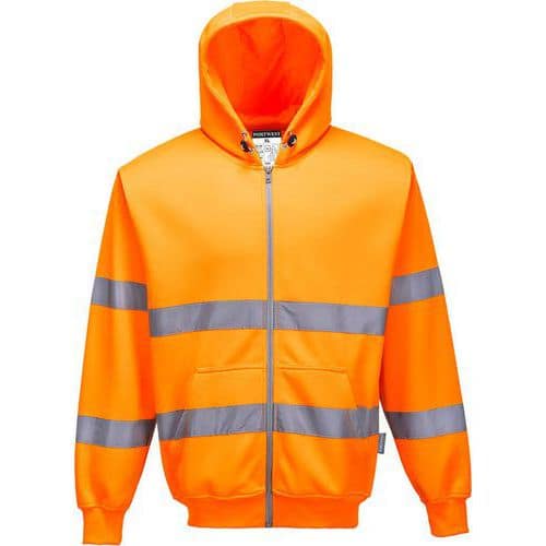 Orange Hi-Vis Zipped Unisex Hoodie Jackets -Small-XXXL - Portwest UK