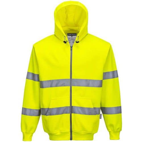 Yellow Hi-Vis Zipped Unisex Hoodie Jackets -Small-XXXL - Portwest UK